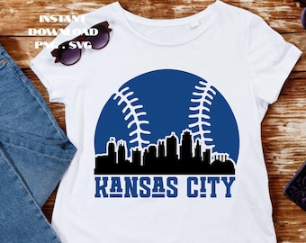 Kansas City Baseball Skyline: PNG SVG T-Shirt Design (Digital Download)