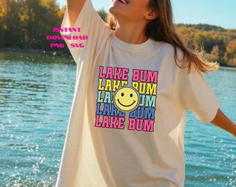 Lake Bum Smiley Face PNG SVG: Retro Summer Vibes Digital File