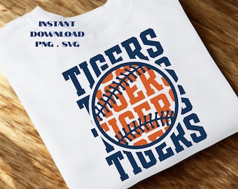 Diseño SVG PNG de los Tigres de Béisbol: Sublimación de camisetas de Detroit (Descarga digital)
