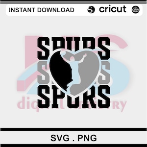 Spurs Basketball Team Heart SVG PNG|San Antonio Fan Sublimation Digital File Download| Game Day Gear | Black & Silver Dunker Cricut Cut File
