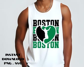 Celtics Basketball Heart SVG: Green & Black Team Design (Digital Download