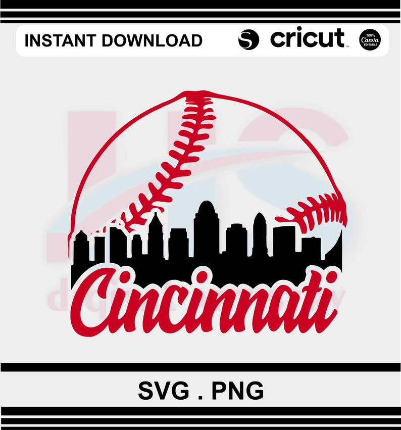 Cincinnati Skyline PNG SVG: Cincy Baseball Team - Digital Download - Etsy