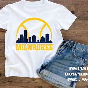 Milwaukee Baseball Skyline SVG PNG|Milwaukee Fan Sublimation Digital File Download |Brew Crew Game Gear| Cricut Cut File Logo