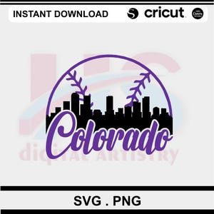 Colorado Baseball Team Skyline SVG PNG| Rockies Fan Sublimation Digital File Download |Purple and Black |Home of the Rockies Cricut Cut File