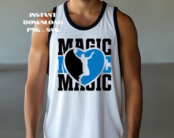 Magic Basketball Heart SVG: Sublimacja kibica Orlando (pobranie cyfrowe)