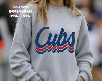 Cubs Baseball PNG: T-Shirt Sublimation Design (Digital Download)