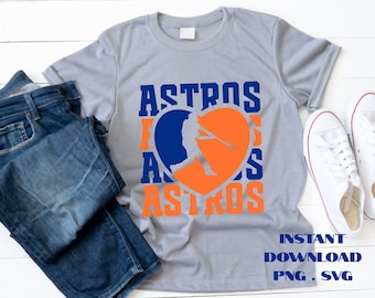 Astros Baseball Heart SVG PNG:  Team Fan Art File (Digital Download)