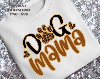 Dog Mama Leopard Print PNG: Retro Dog Mom Graphic (Digital Download)