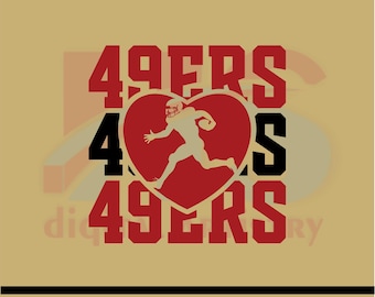 49ers Football Heart SVG: San Francisco Game Day Cut File (Digital Download