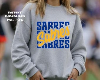 Sabres Typography Hockey PNG SVG: Game Day Gear, Fan Art Cut File (Digital Download)
