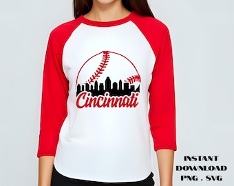 Cincinnati Skyline PNG SVG: Cincy Baseball Team - Digital Download