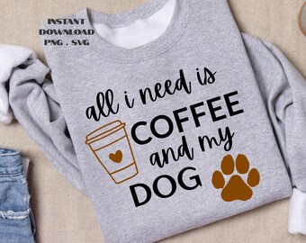 Coffee and Dog Retro Vibes PNG SVG: Dog Lover Digital File