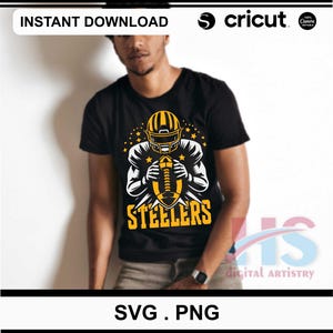 Steelers Star Player Logo PNG SVG|Pittsburgh Football Sublimation Digital Download|Black & Gold Cut File for Cricut|Steel City Game Day Gear
