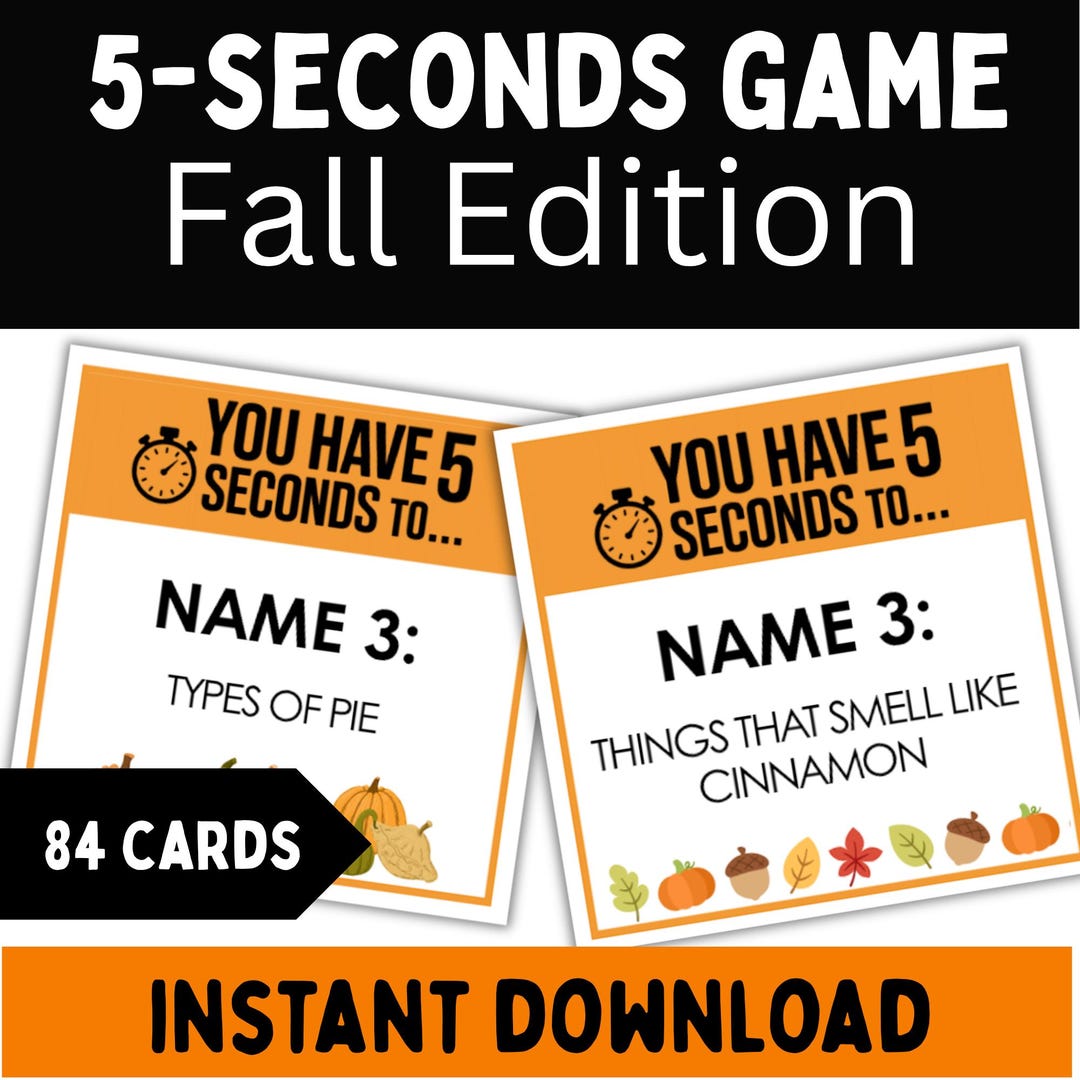 Fall 5 Seconds Game, Autumn Thanksgiving Game, 84 Cards (instant ...