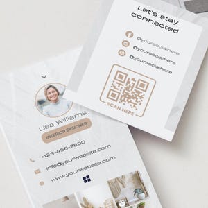 Canva Interior Designer Business Card Template Bohemian Modern Luxury Double Sided Customizable Printable Digital Download