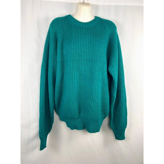 Vintage 1990s Sears "The Men's Store" Teal Knit Sweater – Raglan Crewneck
