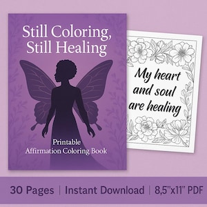 Grief Affirmation Coloring Book – 30 Printable Pages for Healing, Self-Care & Emotional Support | Digital Download