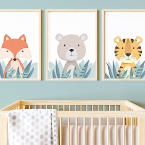 Fuchs Druck, Babyzimmer Deko, Waldtiere, Waldtiere, Kinderzimmer, Baby Geschenk 10x12