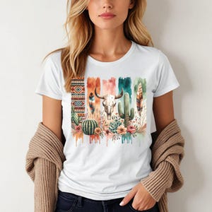 Boho Western Women&#39;s Tee, Softstyle Cap Sleeve Shirt, Cowgirl Chic T-shirt, Bohemian Southwest Top, Rodeo Fashion Apparel