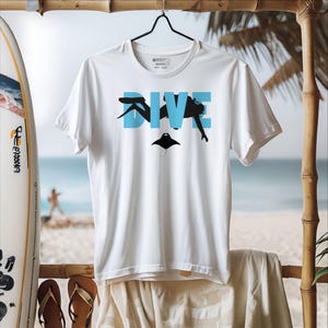 Scuba Dive T-shirt with Dive Graphic, Mantaray Theme, Ocean Adventure Tee, Diver Gift, Underwater Enthusiast Shirt