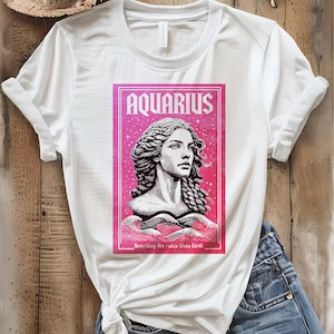 Aquarius Zodiac Shirt for Women, Water Bearer Astrology Tee, Horoscope Gift, Star Sign T-Shirt, Celestial Aquarius Top