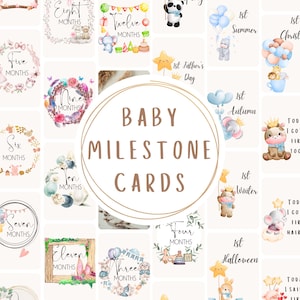 Maandelijkse mijlpaalkaarten baby, afdrukbaar geheugen mijlpaalkaarten, mijlpaalkaarten jongen en meisje, gepersonaliseerde kaarten, rekwisieten babyfoto, pdf-bestand