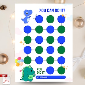 Dinosaur Reward Chart, Sticker Chart for Toddler, Potty Training Chart, Behavior Chart, Preschool Kids Chart, Printable Dinosaur Chart, PDF