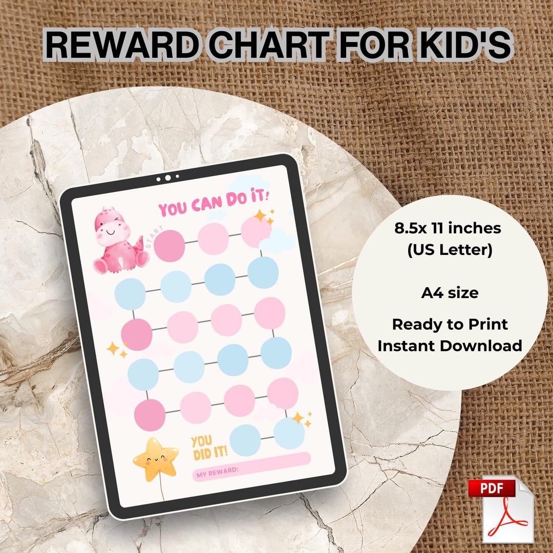 Cute Dino Printable Reward Chart for Kids, Kids Routine Chart, Toddler ...
