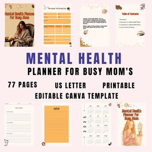 Mental Health Planner for Busy Mom, Mindful Mom&#39;s Essential Digital Wellness Workbook for Stress Relief Management, Stress & Anxiety Relief