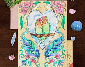 Love Birds Colouring Page
