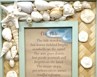 Pretty Picture Frame Decorated With Seashells, Coastal,  Beach, Nautical, Seaside, Home Decor, All Occasion Gift