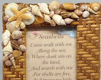 Woven Seashell Picture Frame, Coastal,Beach, Nautical, Seaside, Home Decor, All Occasion Gift