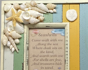 Very Beachy Seashell Picture Frame, Coastal, Beach, Nautical, Seaside, Home Decor, All Occasion Gift