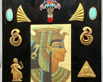 Absolutely Gorgeous Ancient Egyptian Art Embellished Jewelry Picture Frame, Home Decor, All Occasion Gift