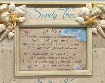 Sandy Toes and Salty Kisses Seashell Picture Frame, Coastal, Beach, Nautical, Home Decor, All Occasion Gift