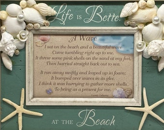 Life Is Better at the Beach Seashell Picture Frame, Ocean, Beach, Coastal, Nautical, Home Decor, All Occasion Gift