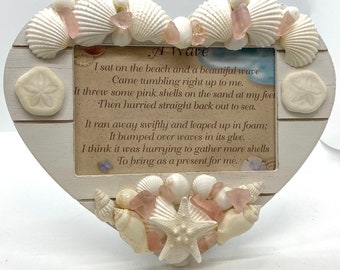 Very Sweet, Heart Shaped Seashell Picture Frame, Coastal Decor, Beach, Ocean, Nautical, Seaside, Home Decor, All Occasion Gift