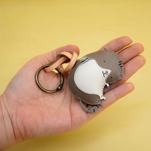 Handcrafted LAZY CAT Leather Charm, Handmade Cat Keychain, Accessories For Purse/Backpack/Handbag, Gift for Cat Lover, Cute Animal Keychain