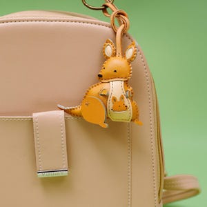 Handcrafted KANGAROO Leather Charm, Cute Animal Keychain, Purse Charm, Bag Charm, Gift For Her Him, Birthday Gift