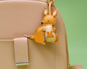 Handcrafted KANGAROO Leather Charm, Cute Animal Keychain, Purse Charm, Bag Charm, Gift For Her Him, Birthday Gift