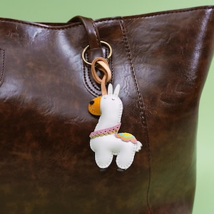 Handcrafted LLAMA Leather Charm, Cute Animal Keychain, Purse Charm, Bag Charm, Gift For Her Him, Birthday Gift