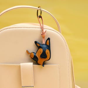 Handmade BECGIE Leather Keychain, Cute Animal Keychain, Dog Lover Gift, Bag Charm, Purse Charm, Dog Mom Gift, Dog Bag Charm, Dog Charm