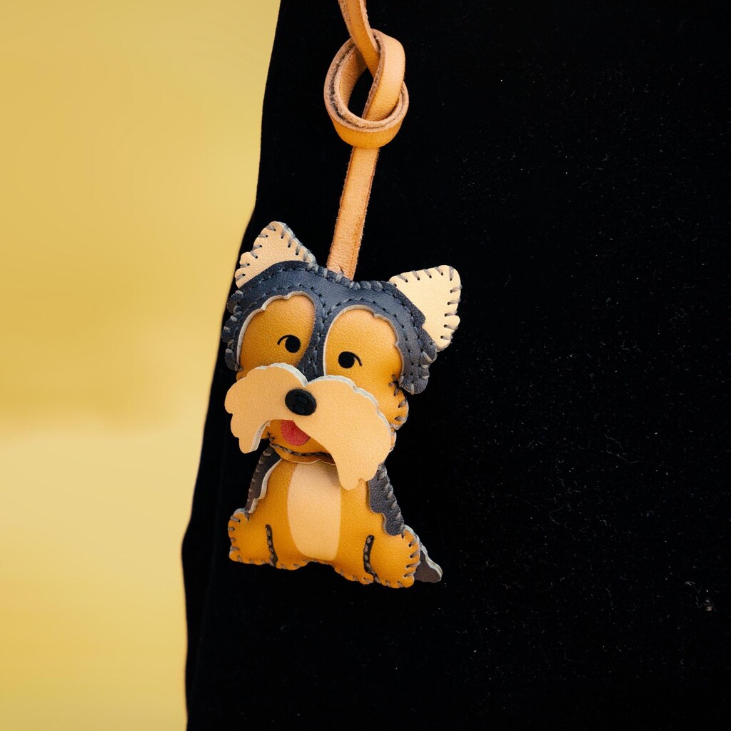 Portachiavi A Forma Di Cane Schnauzer – Ciondolo Per Borsa In Pelle PU, Fatto A Mano, Regalo Donna