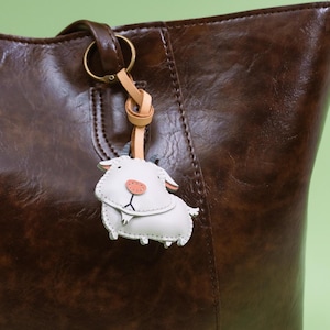 Handcrafted GOAT Leather Charm, Cute Animal Keychain, Purse Charm, Bag Charm, Gift For Her Him, Birthday Gift