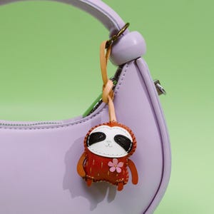 Handcrafted SLOTH Leather Charm, Cute Animal Keychain, Purse Charm, Bag Charm, Gift For Her Him, Birthday Gift