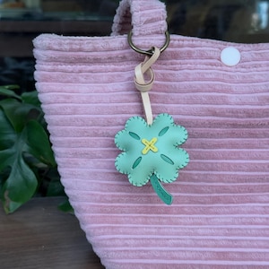 Handcarft CLOVER Lucky Bag Charm, Clover Lucky Purse/Bag/ Accessory, Cute Unique Summer Gift For Him Her Kids, Lucky Cat Purse/Bag Keychain