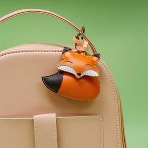 Handcrafted FOX Leather Charm, Cute Animal Keychain, Purse Charm, Bag Charm, Gift For Her Him, Birthday Gift
