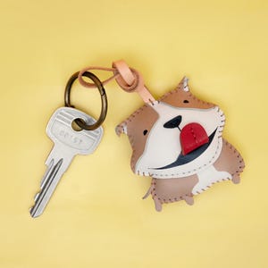 Handmade PIT BULL Leather Bag Charm, Cute Animal Keychain, Dog Lover Gift, Dog Charm, Dog Mom Gift, Purse Charm, Bag Charm, Gift For Her Him