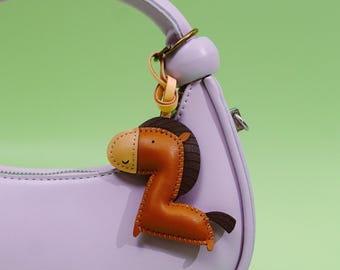 Handcrafted HORSE Leather Charm, Cute Animal Keychain, Purse Charm, Bag Charm, Gift For Her Him, Birthday Gift