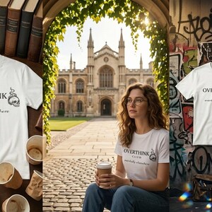 Overthink Club Skull T-Shirt – Mentally Elsewhere Dark Academia Tee image 7
